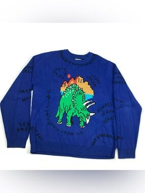 Teddy Fresh Dinosaur GONE BUT NOT FORGOTTEN Sweater Blue XL